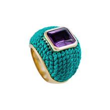 Green Bombé Ring with Amethyst