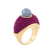 Beet Kyoto Ring with blue Feldspar