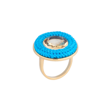 Large Blue Tambourine Ring with Citrine