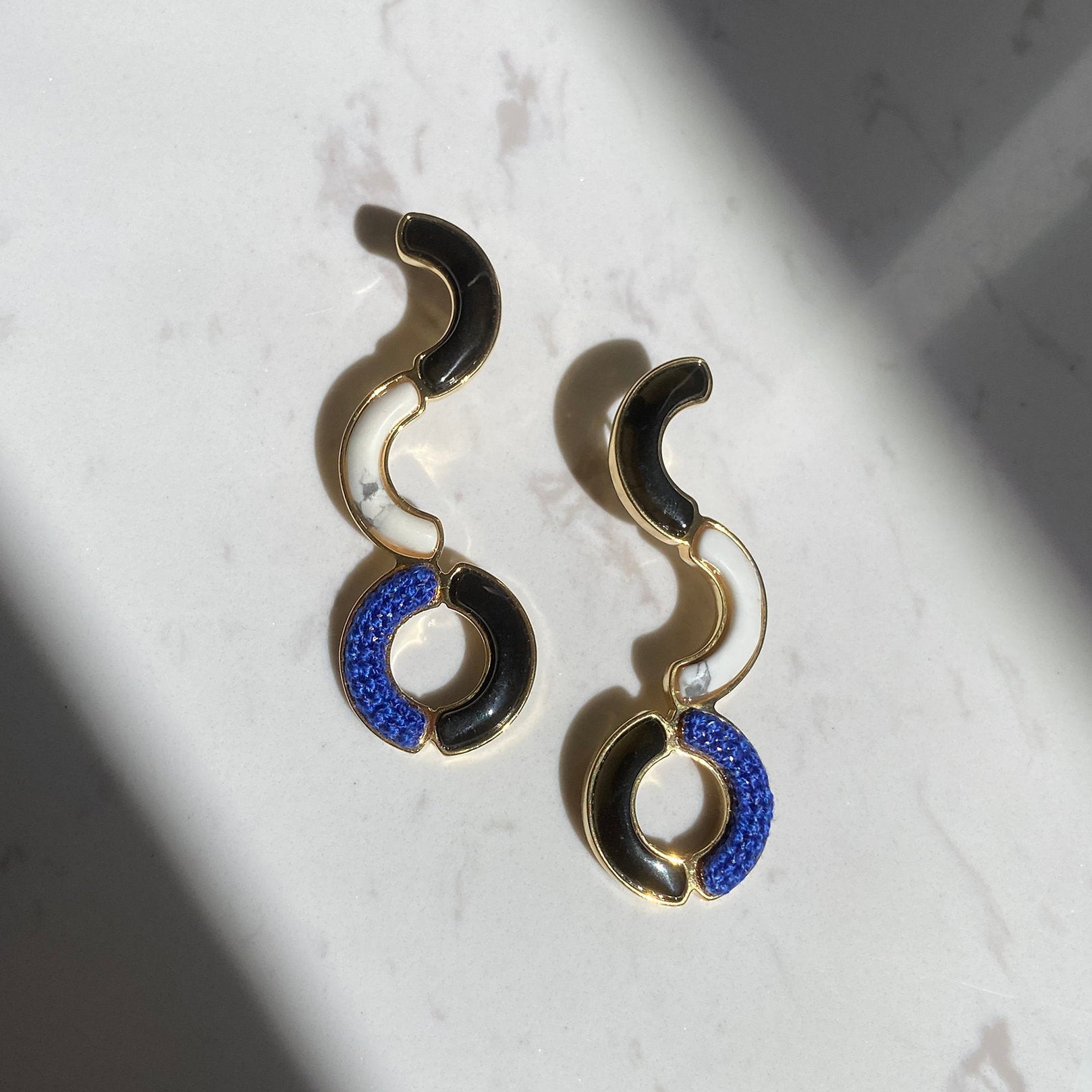 Blue Delaunay Earrings B&W