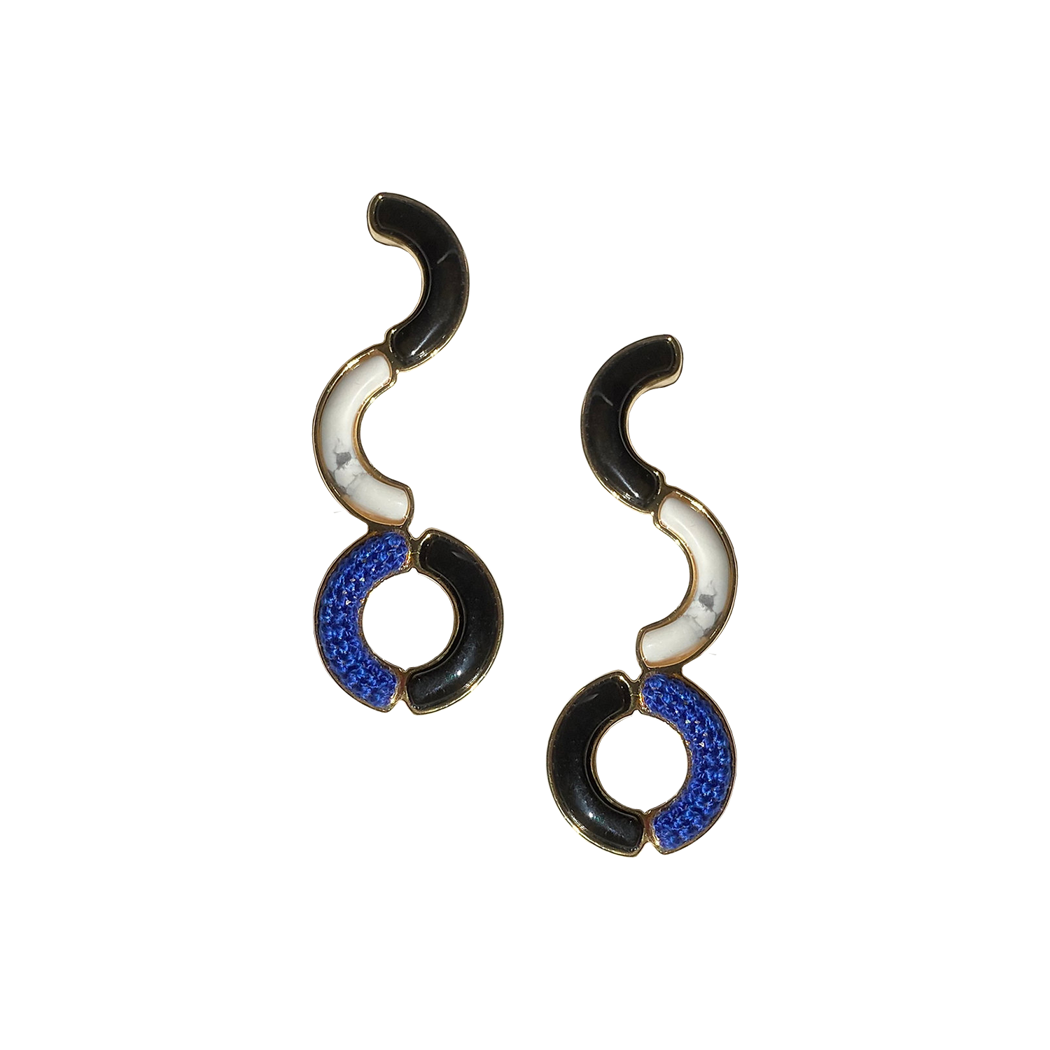 Blue Delaunay Earrings B&W