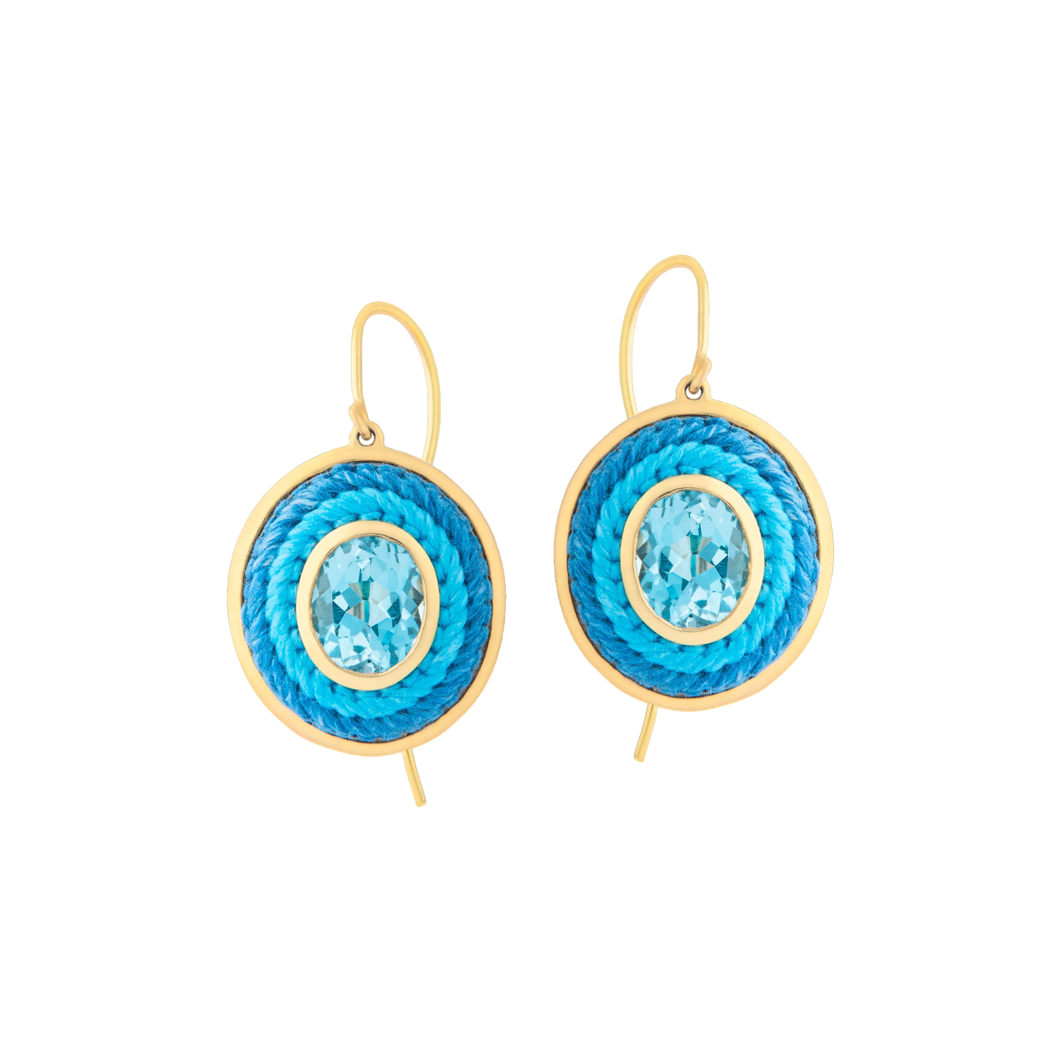 Blue Oval Hook Earrings