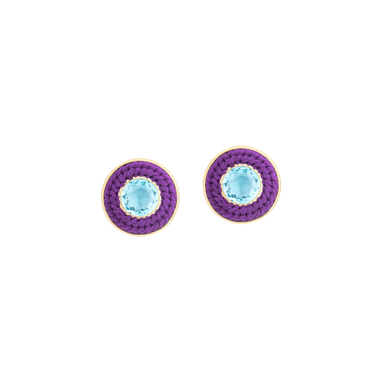 Small Purple Pandeiro Earrings with Topaz