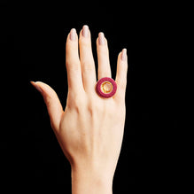 Large Fuchsia Tambourine Ring with Citrine