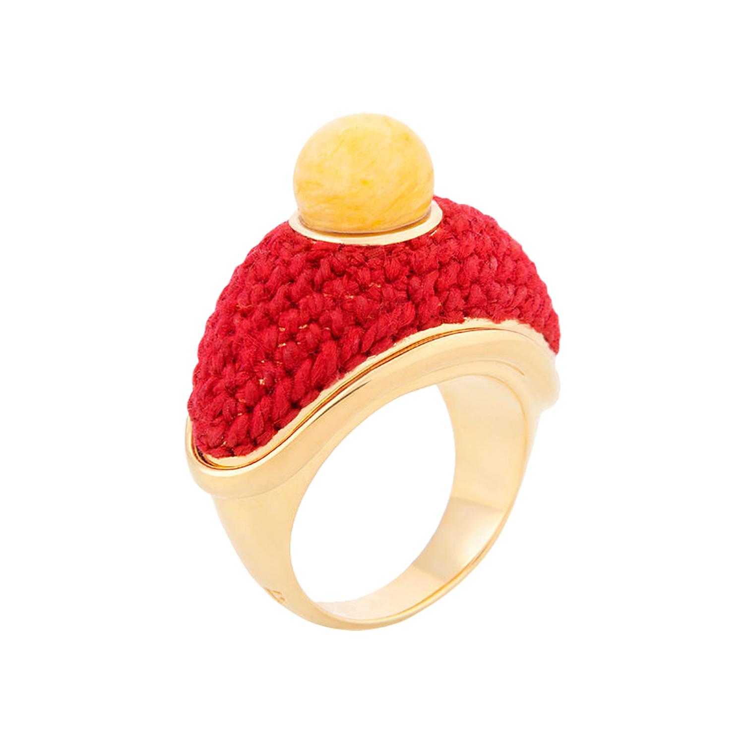 Red Kyoto Ring with Yellow Feldspar