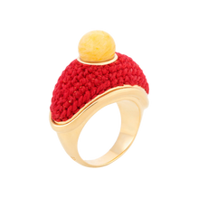 Red Kyoto Ring with Yellow Feldspar