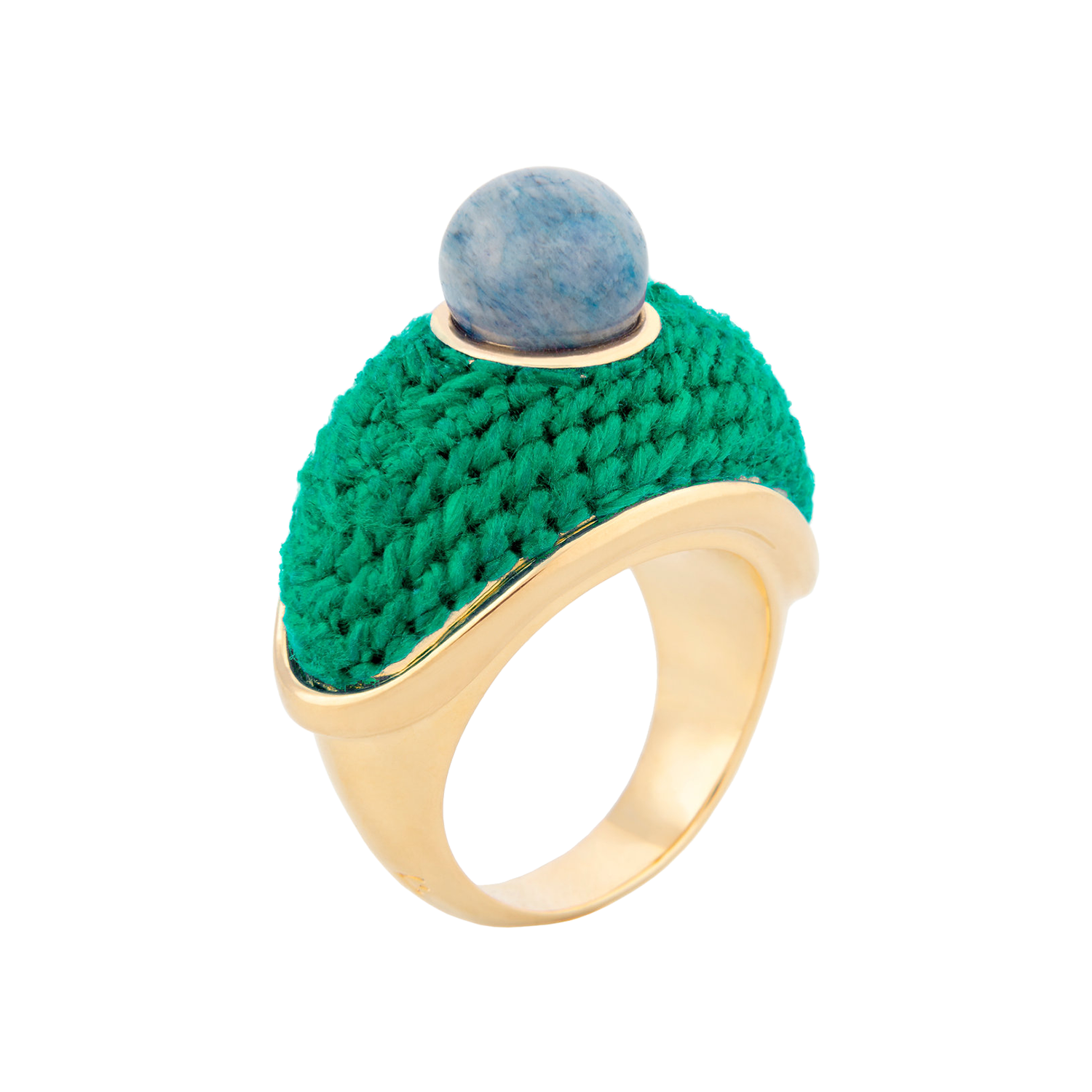 Green Kyoto Ring with blue Feldspar