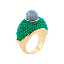 Green Kyoto Ring with blue Feldspar