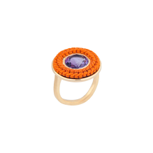 Small Orange Tambourine Ring with Amethyst