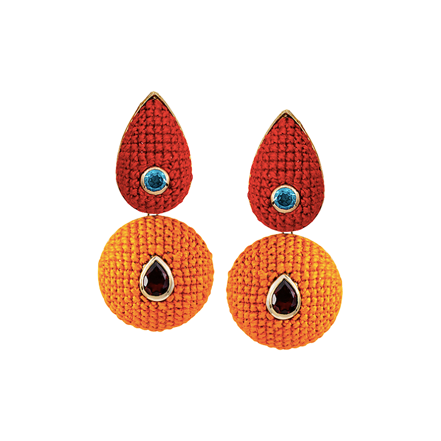 Orange and Red Double Drop Earrings