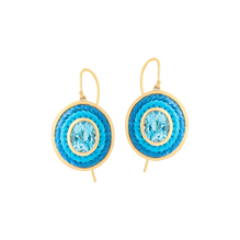 Blue Oval Hook Earrings