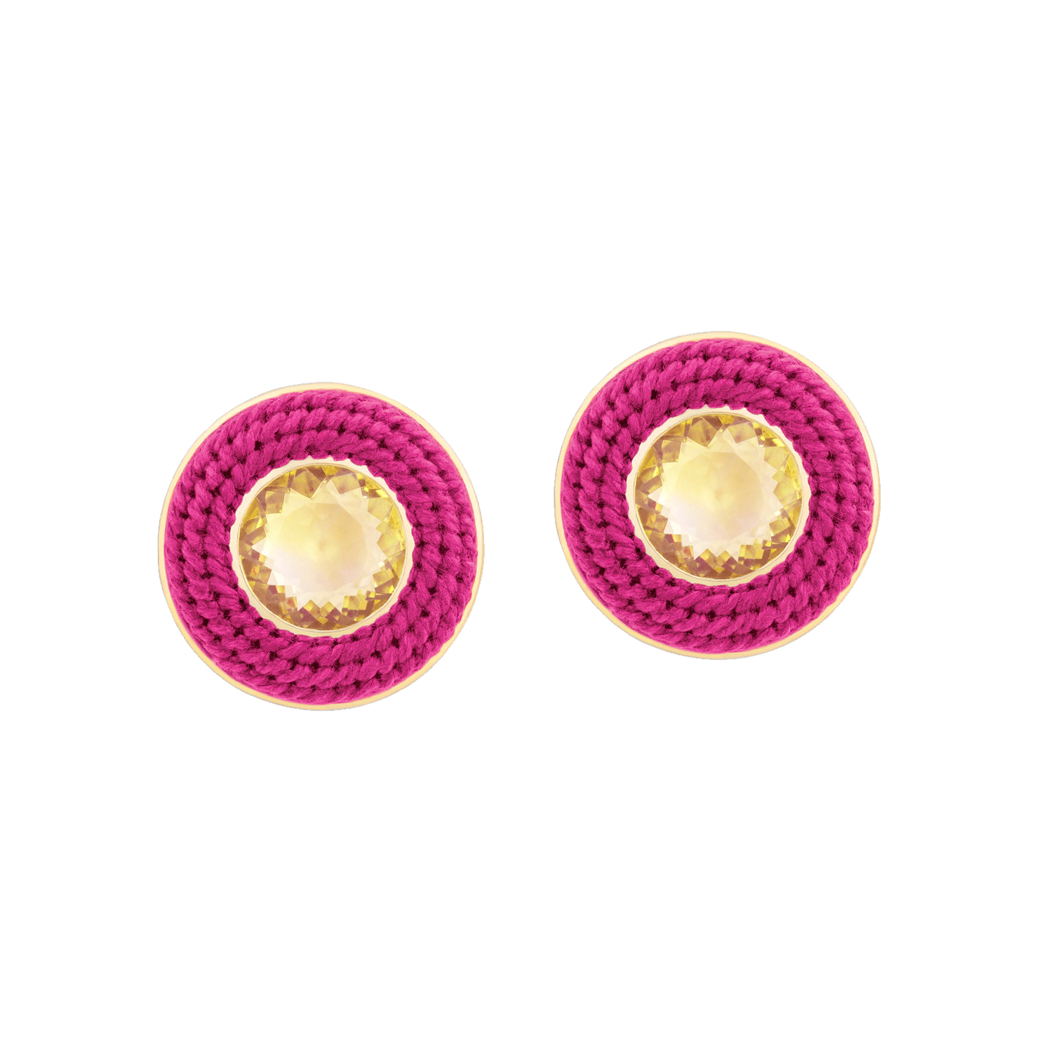 Large Fuchsia Pandeiro Earrings with Citrine