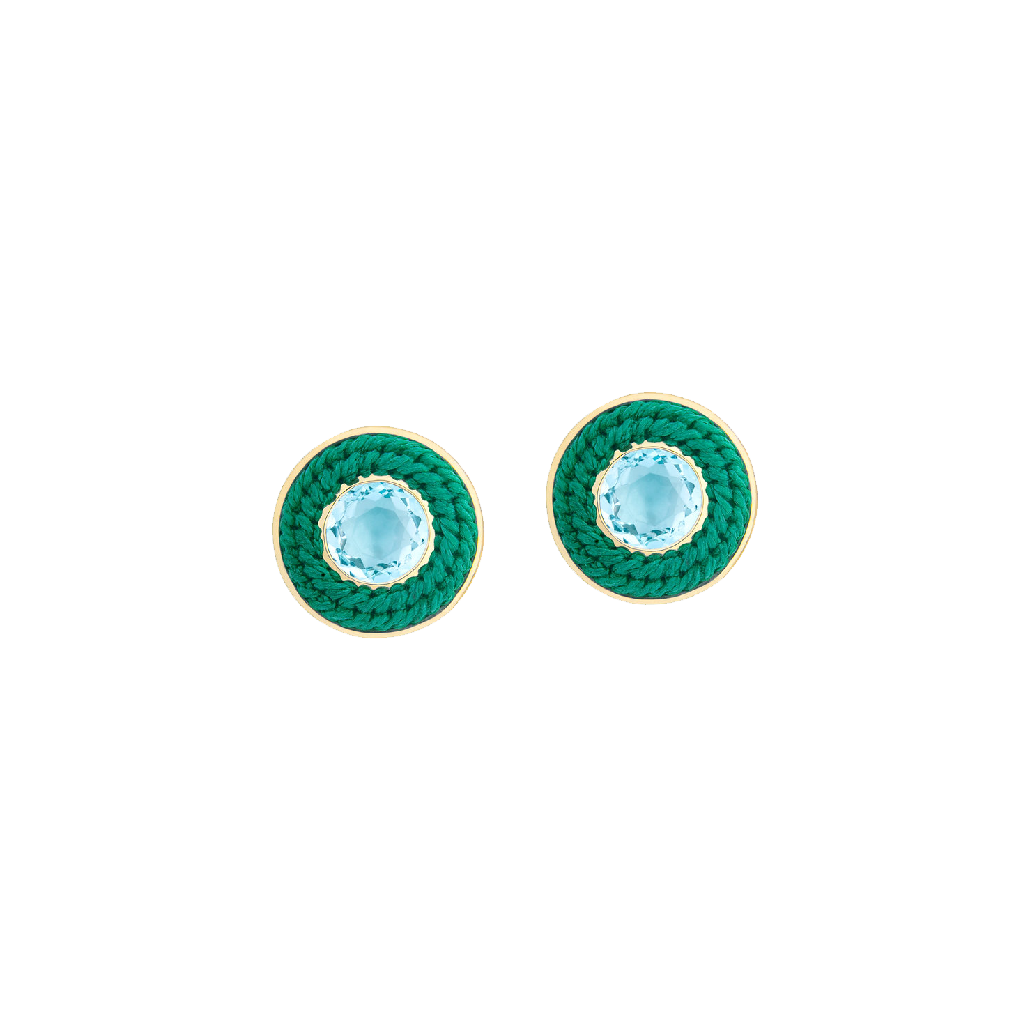 Small Green Pandeiro Earrings with Topaz