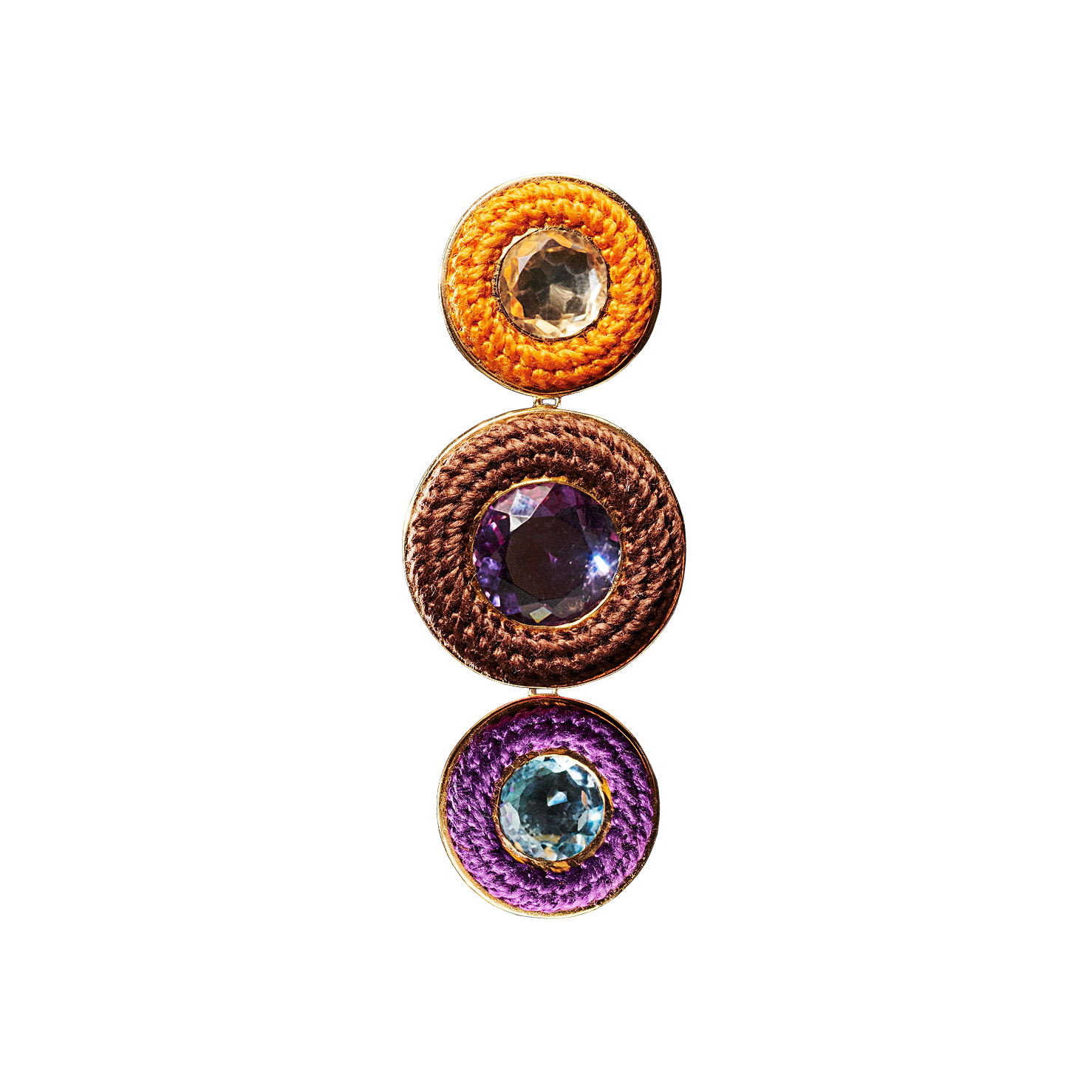 Single Samba Earring in Orange, Brown and Purple