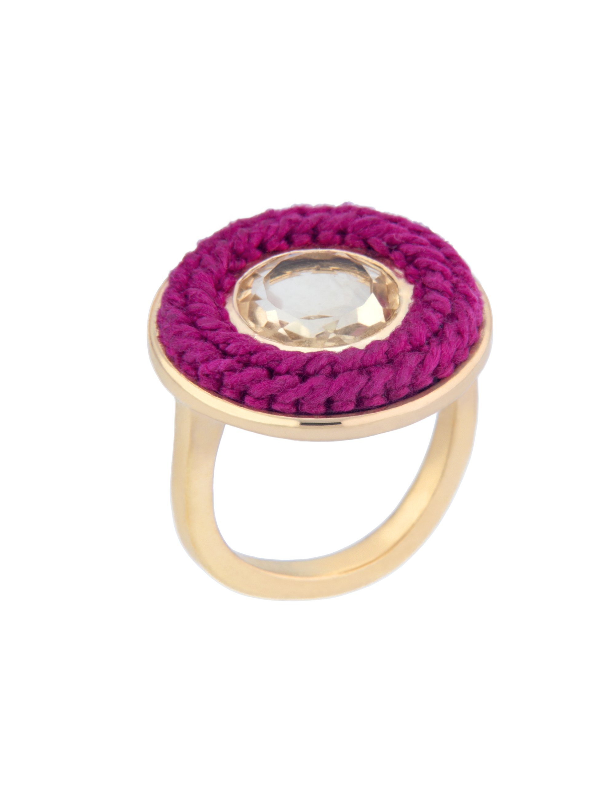 Small Fuchsia Tambourine Ring with Citrine